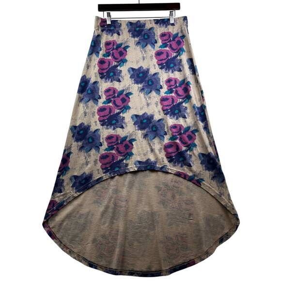 Threads 4 Thought Organic Cotton Y2K High-Low Skirt Painterly Floral Print Sz L - Picture 2 of 6